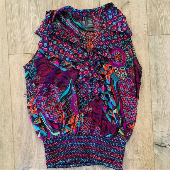 Bisou Bisou Sleeveless Patterned Blouse Medium - Picture 3 of 4